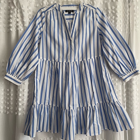 J. Crew Dresses & Skirts - J Crew Blue & White Stripe Baby Doll Summer Dress Size XXSP